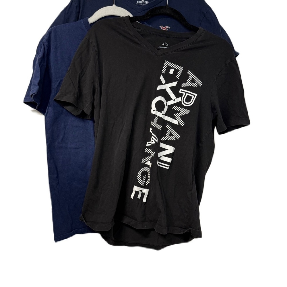 Men’s S/M Short Sleeve Tee Bundle Armani Exchange Levi’s Hollister Black Blue